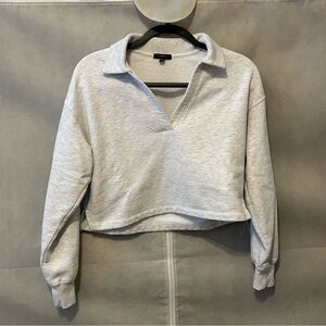 Dynamite Grey Cropped Polo Sweatshirt